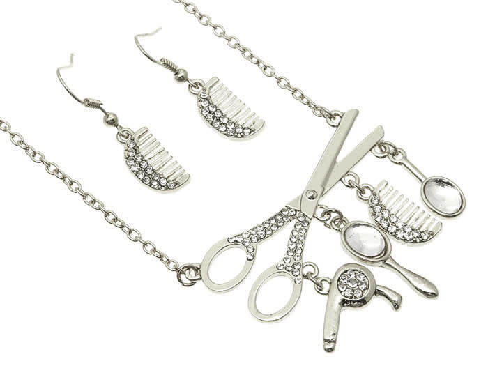 Silver Hairdresser Necklace Set